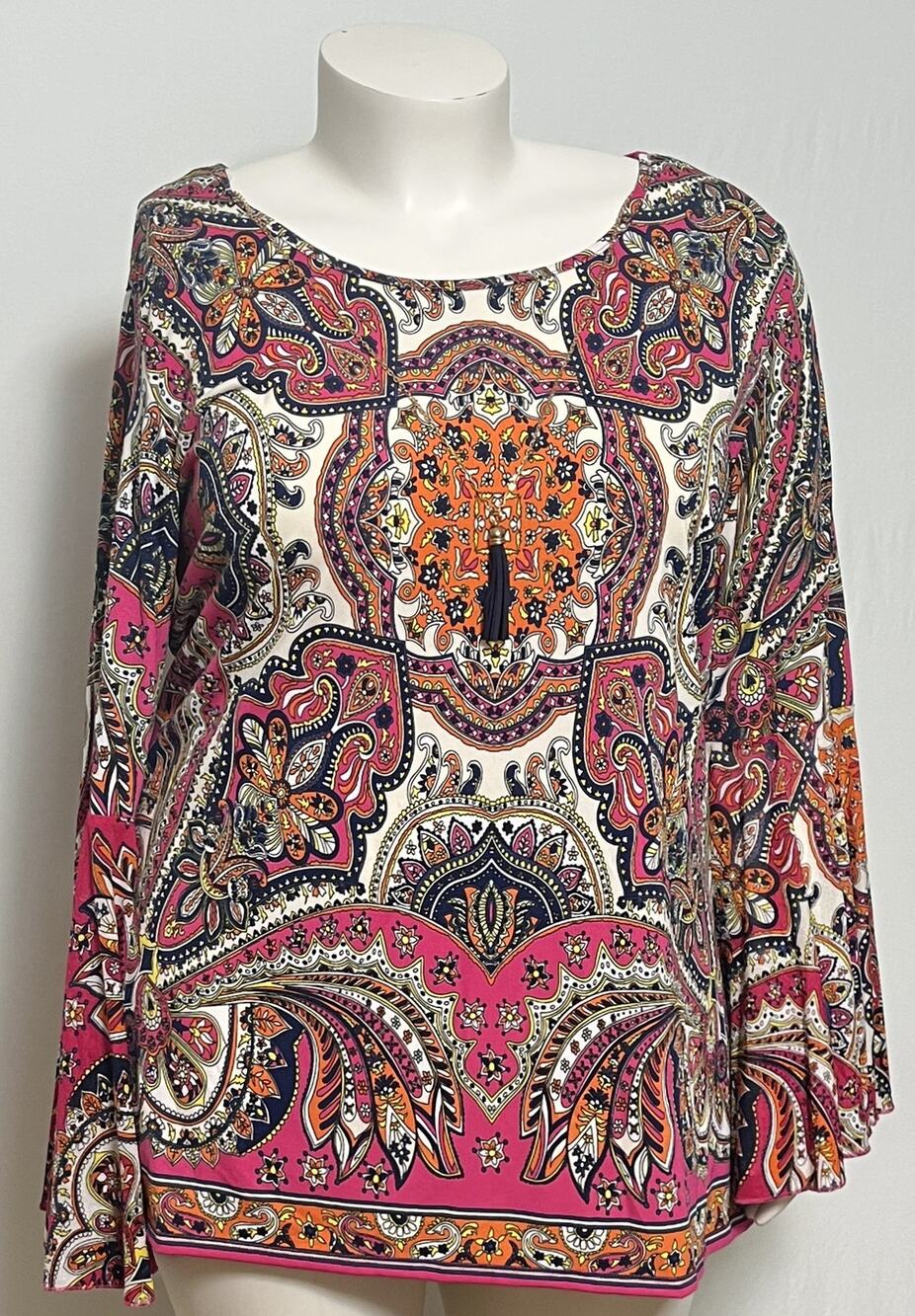 Lavanya Woman 3X Paisley Boho Tunic Removable Jewelry EUC